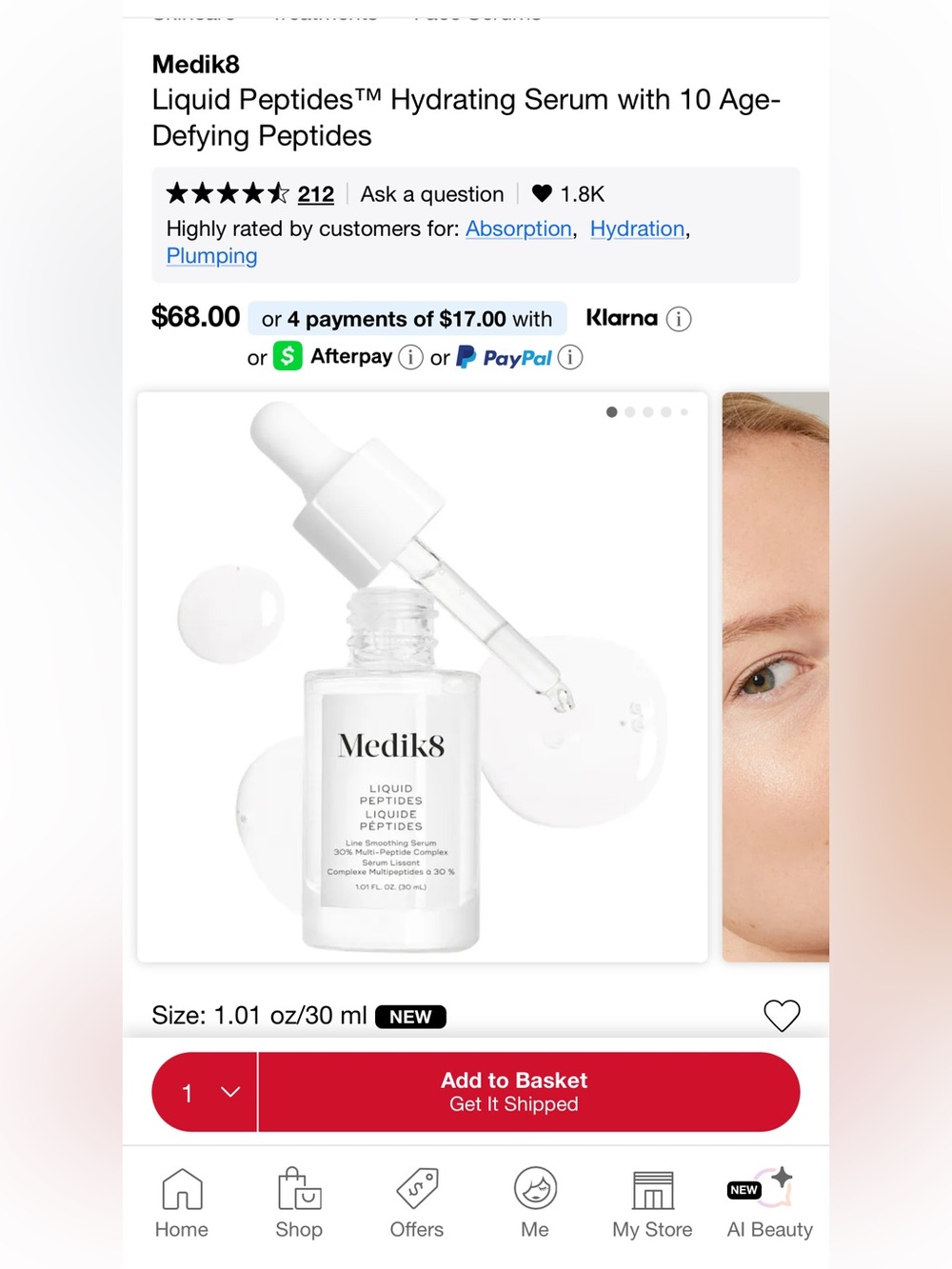 Medik8 liquid peptides serum NWT
